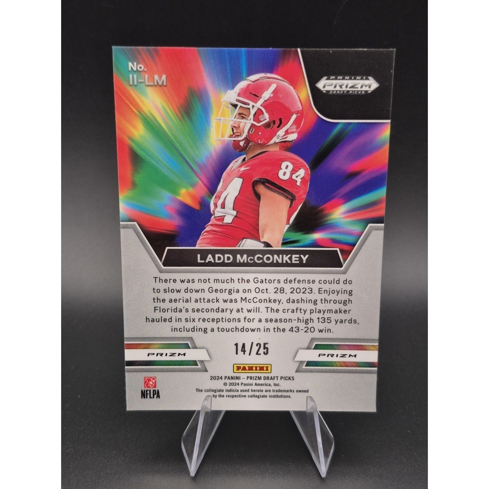2024 Prizm Draft Picks Ladd McConkey #II-LM Green Pulsar Prizm /25 (RC) Chargers - Picture 2 of 12